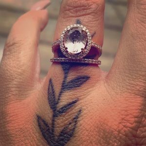 Rose Gold morganite and diamond wedding set.